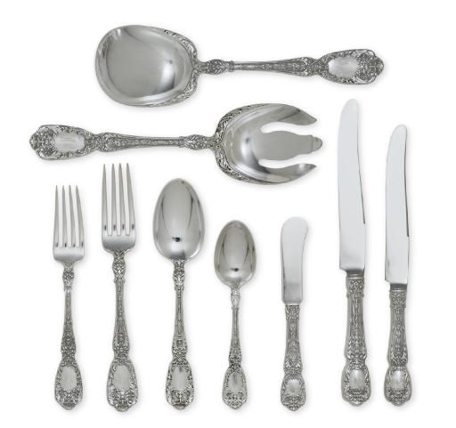 A SILVER FLATWARE SERVICE