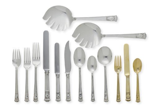 AN EXTENSIVE SILVER AND SILVER-GILT FLATWARE SERVICE**