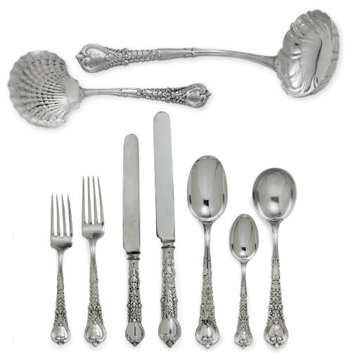 AN ASSEMBLED SILVER FLATWARE SERVICE
