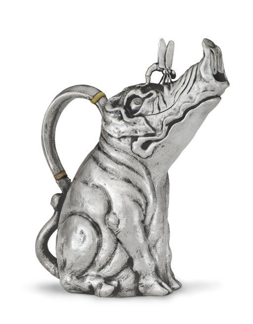 A RARE SILVER ANIMAL-FORM WINE JUG**