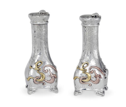 A PAIR OF SILVER AND MIXED-METAL CASTERS