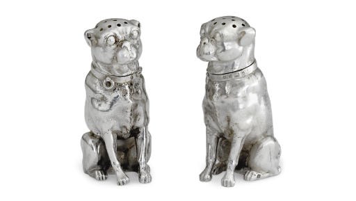 A PAIR OF SILVER ANIMAL-FORM CASTERS