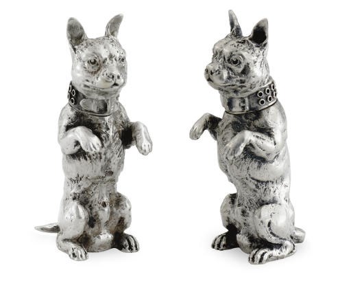 A PAIR OF SILVER ANIMAL-FORM CASTERS
