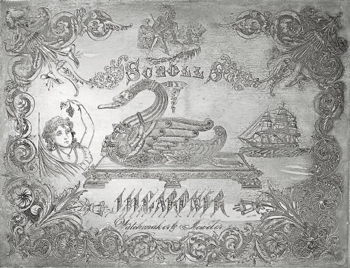 AN UNUSUAL SILVER-PLATED ENGRAVER'S PLAQUE