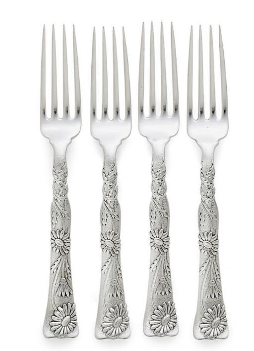 A SET OF TWELVE SILVER DESSERT FORKS