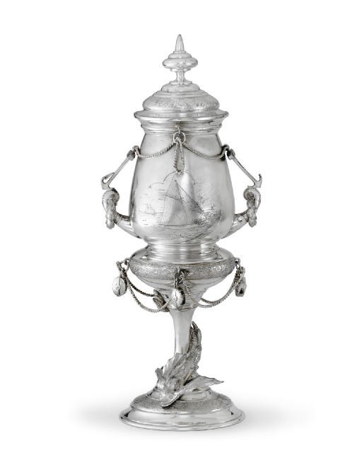 A SILVER-PLATED YACHTING TROPHY