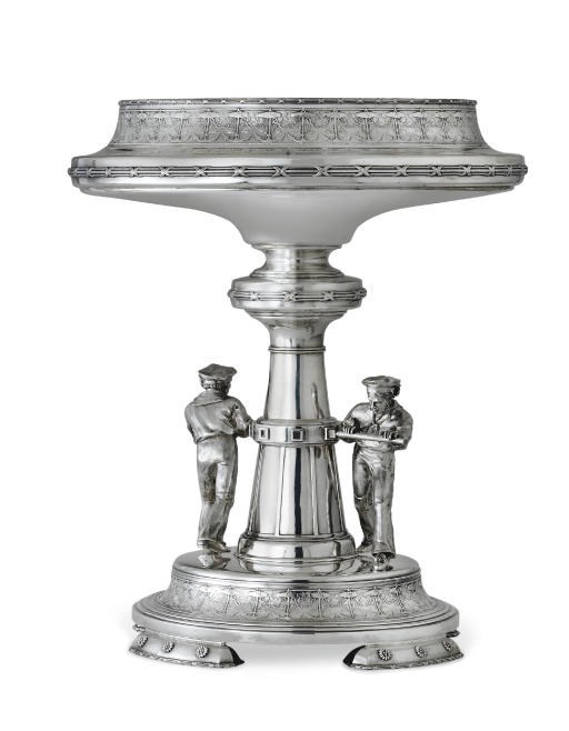 A FINE SILVER YACHT TROPHY