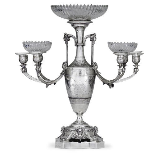 A SILVER CENTERPIECE CANDELABRUM