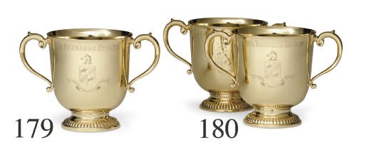 A PAIR OF GOLD TROPHY CUPS: SANTA MARGARITA HANDICAP