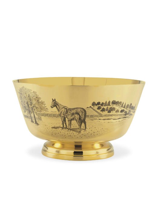 A GOLD TROPHY BOWL: THE DELAWARE HANDICAP, WON BY STRAIGHT DEAL