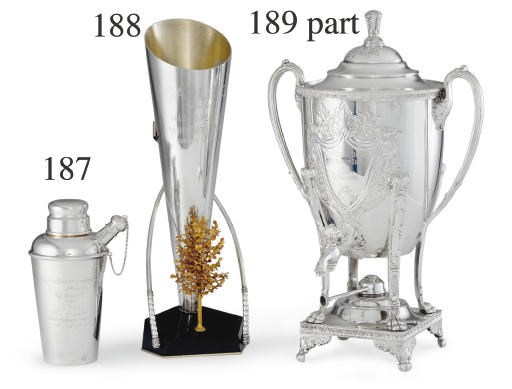 A SILVER TROPHY MARTINI SHAKER: THE FRIZETTE, WON BY PRICELESS GEM