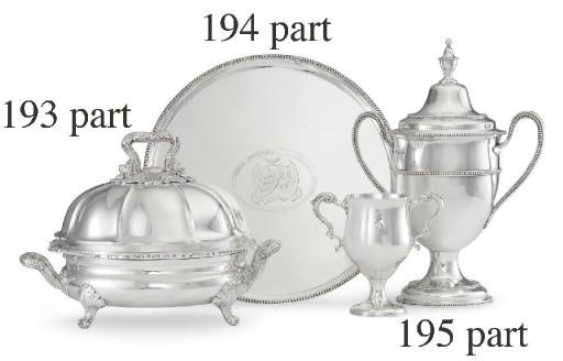 A GEORGE III IRISH SILVER TWO-HANDLED TROPHY CUP AND A GEORGE III SILVER TWO-HANDLED TROPHY CUP: WON BY FLAG RAISER