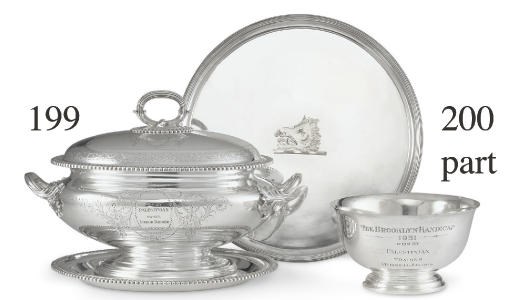 A VICTORIAN SILVER TROPHY TUREEN: THE BROOKLYN HANDICAP, WON BY PALESTINIAN