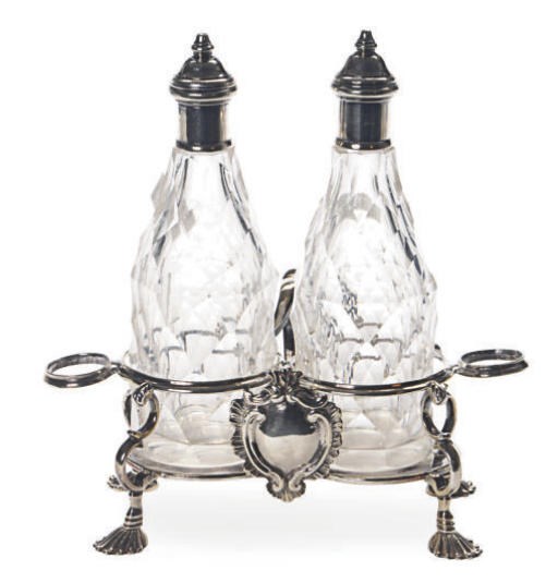 A GEORGE III SILVER CRUET STAND,