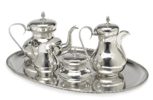 AN ITALIAN SILVER TEA AND COFFEE SERVICE,