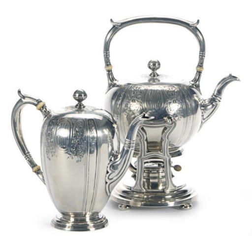 AN AMERICAN SILVER SEVEN-PIECE TEA AND COFFEE SERVICE,**