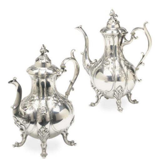 AN AMERICAN SILVER-PLATED FOUR-PIECE TEA AND COFFEE SERVICE,