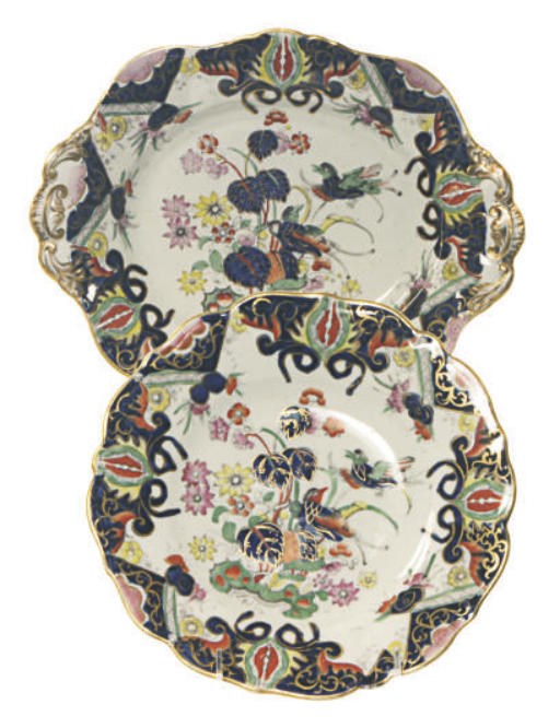 AN ENGLISH IRONSTONE PART DESSERT SERVICE,