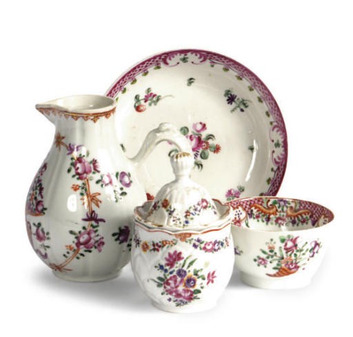 A GROUP OF CHINESE EXPORT FAMILLE ROSE PORCELAIN TEA WARES,