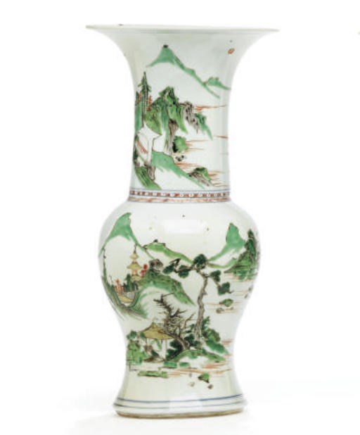 A CHINESE FAMILLE VERTE YENYEN VASE,