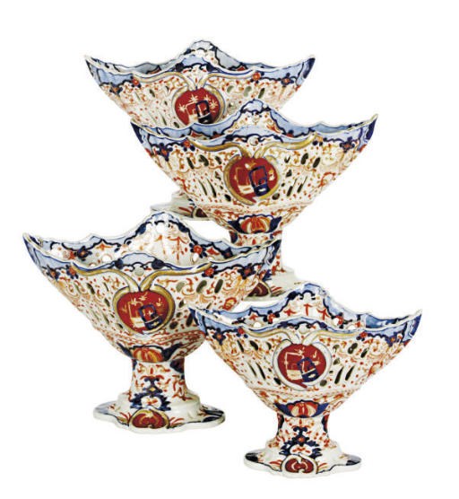 THREE JAPANESE LARGE FOOTED COMPOTES AND A SMALL COMPOTE,