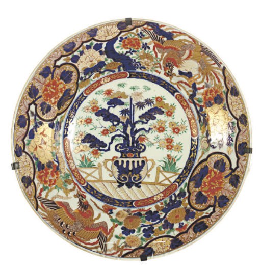 TWO JAPANESE PORCELAIN IMARI CHARGERS,