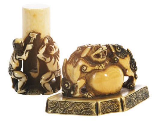 TWO JAPANESE IVORY NETSUKE,**
