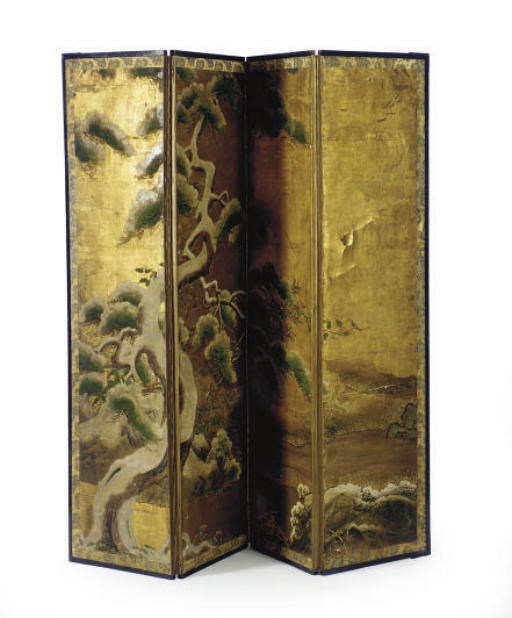 A JAPANESE FOUR-PANEL SCREEN,