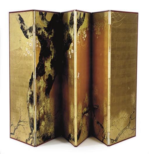 A JAPANESE SIX-PANEL SCREEN,