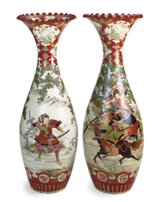 A PAIR OF JAPANESE PORCELAIN LARGE VASES,