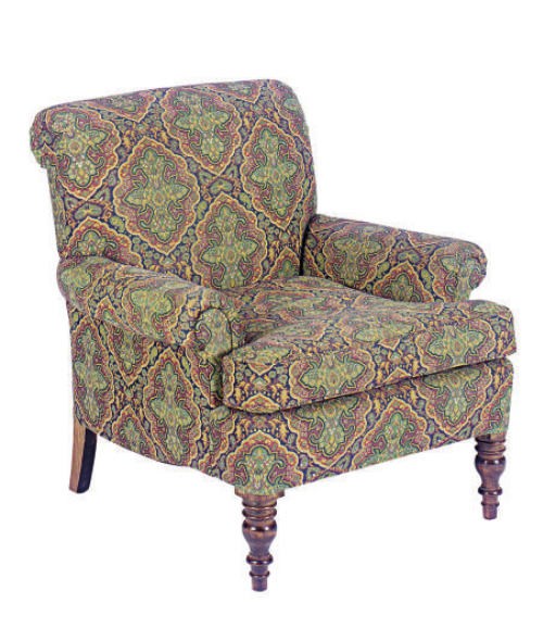A STAINED WOOD AND UPHOLSTERED LOUNGE CHAIR,