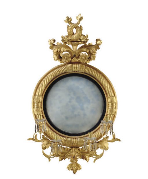 A REGENCY GILTWOOD CONVEX MIRROR