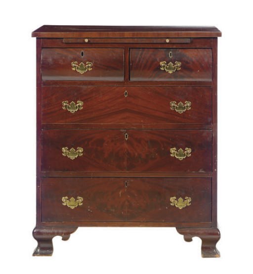 AN AMERICAN MAHOGANY CHEST-OF-DRAWERS,