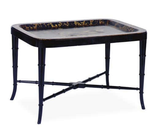A PAPIER MACHE TRAY-ON-STAND,