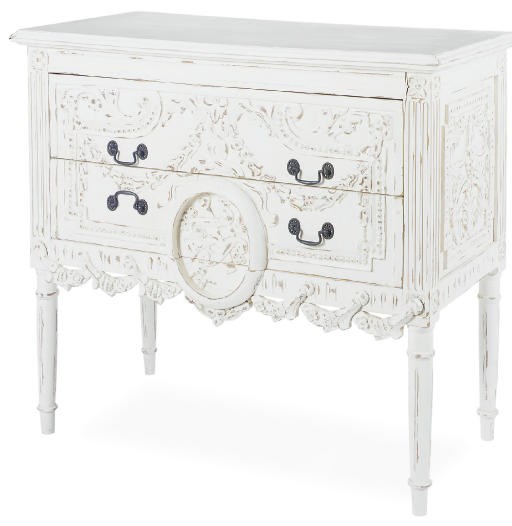 A FRENCH CREAM-PAINTED COMMODE,
