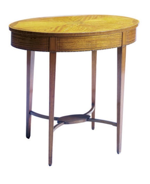 AN ENGLISH INLAID SATINWOOD OVAL-FORM SIDE TABLE,