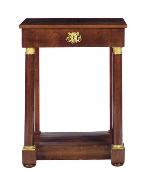 AN EMPIRE GILT-METAL MOUNTED MAHOGANY SIDE TABLE,