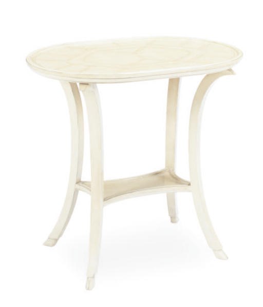 A LACQUERED TWO-TIERED SIDE TABLE,
