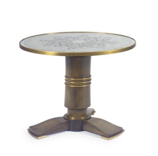 A FRENCH ART DECO MAHOGANY AND MIRRORED TABLE,
