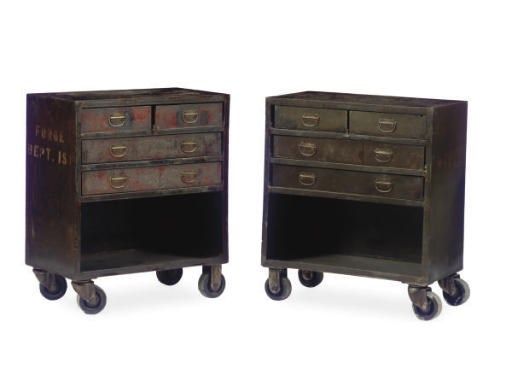 A PAIR OF STEEL CHESTS,