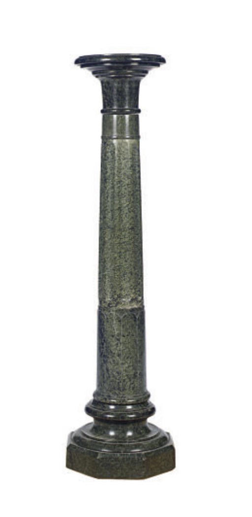 A GREEN MARBLE PEDESTAL,
