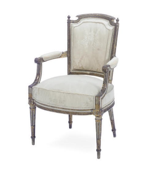 A PAIR OF LOUIS XVI WHITE-PAINTED AND PARCEL-GILT FAUTEUILS EN CABRIOLET,