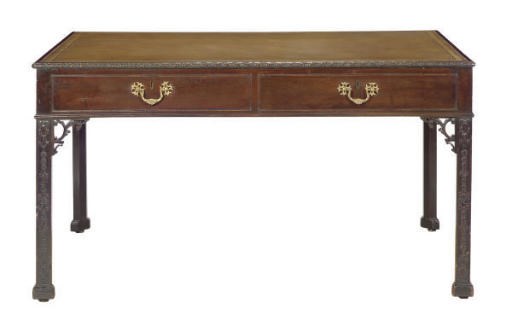 AN ENGLISH MAHOGANY DESK,