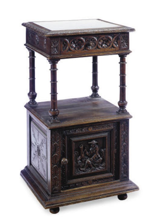 A NORTH EUROPEAN STAINED OAK POT CUPBOARD,