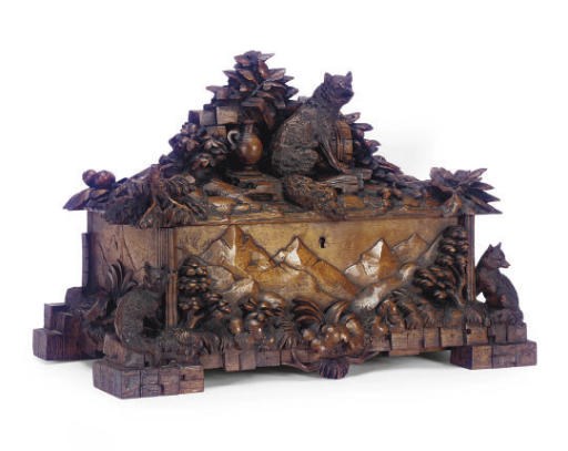 A BLACK FOREST CARVED WORK BOX,