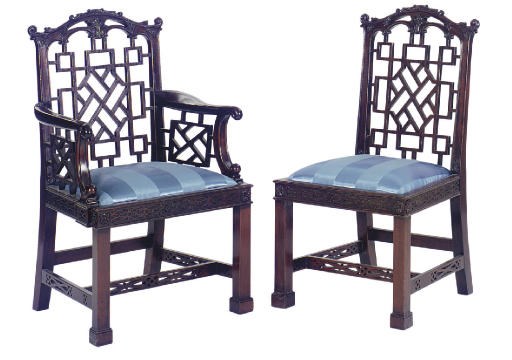 A SET OF FOURTEEN ENGLISH MAHOGANY DINING CHAIRS,