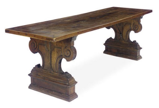 A CONTINENTAL WALNUT LIBRARY TABLE,