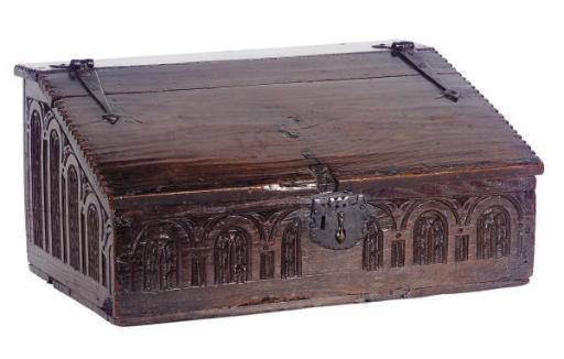 A CHARLES II OAK BIBLE BOX,