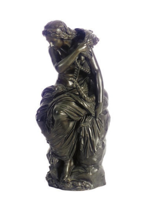 A FRENCH PATINATED BRONZE FIGURE,