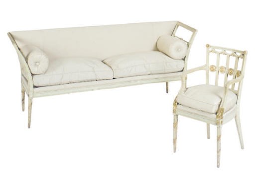 A SUITE OF ITALIAN NEOCLASSICAL CREAM-PAINTED AND PARCEL-GILT SEAT FURNITURE,